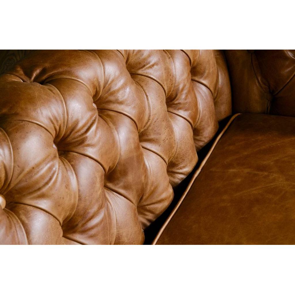 Brown Cerato Leather Caesar Two Seater Chesterfield Sofa